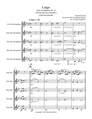 Largo (from "Symphony No. 9") ("From the New World") (Db) (Alto Saxophone Quintet)