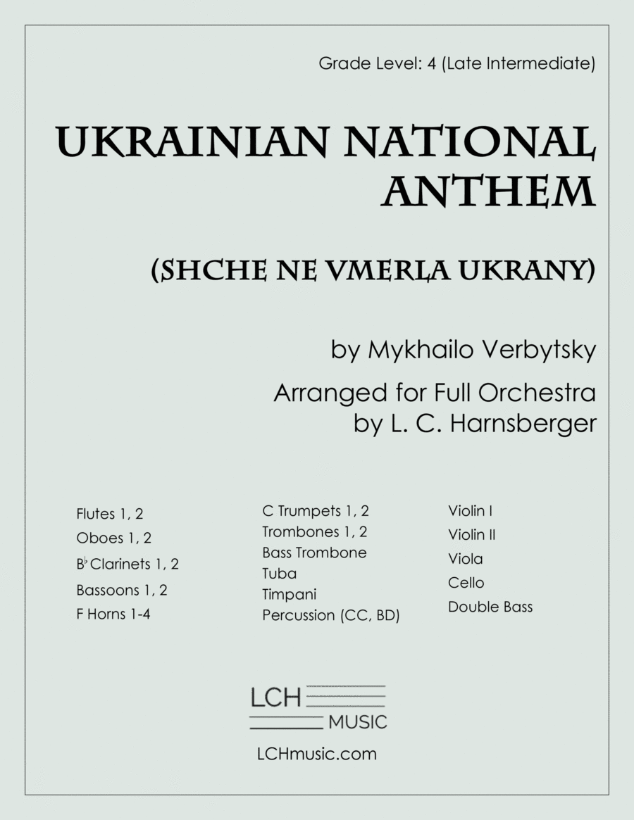 Ukrainian National Anthem for Full Orchestra arr. Harnsberger image number null