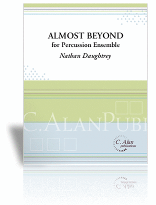 Book cover for Almost Beyond (percussion ensemble score)