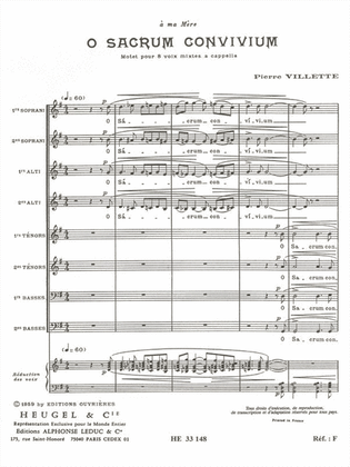 Book cover for O Sacrum Convivium Op.27 (choral-mixed A Cappella)