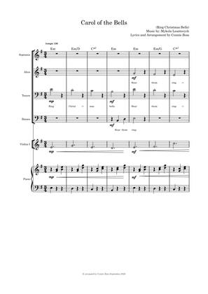 Book cover for Carol of the Bells (Hear Them Ring) - SATB violin and piano with parts