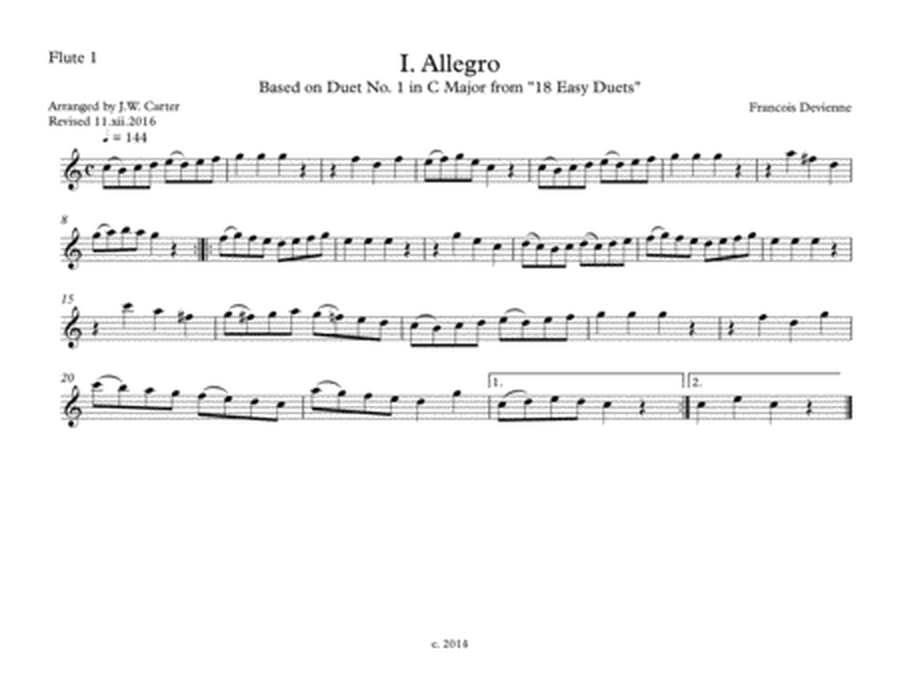 Homage a Devienne, Suite in 3 Pieces & an Encore, I. Allegro, for 2 Flutes & Bassoon, by J.W. Carter image number null