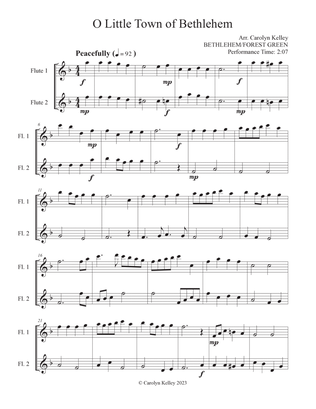 O Little Town of Bethlehem (Hymn Tune: BETHLEHEM/FOREST GREEN, Flute Duet)