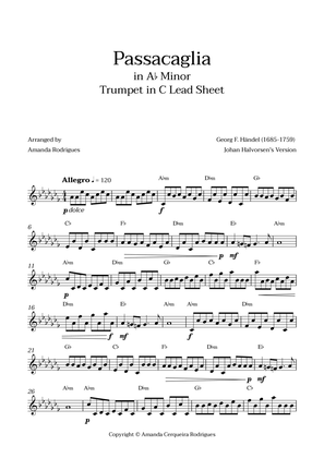 Passacaglia - Easy Trumpet in C Lead Sheet in Am Minor (Johan Halvorsen's Version)