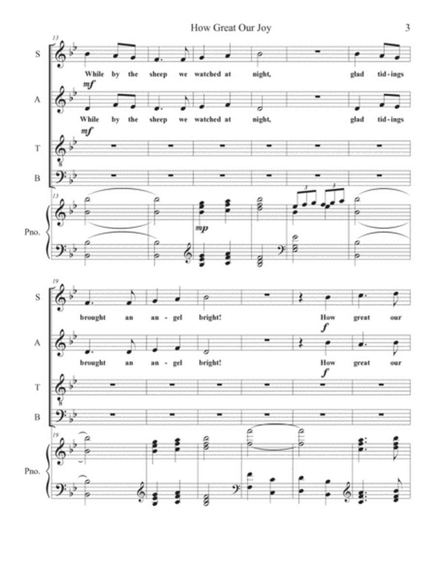 How Great our Joy with excerpts from Joy to the World arranged for SATB Choir image number null