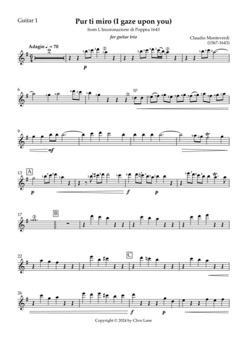 Pur ti miro (Monteverdi) for guitar trio image number null