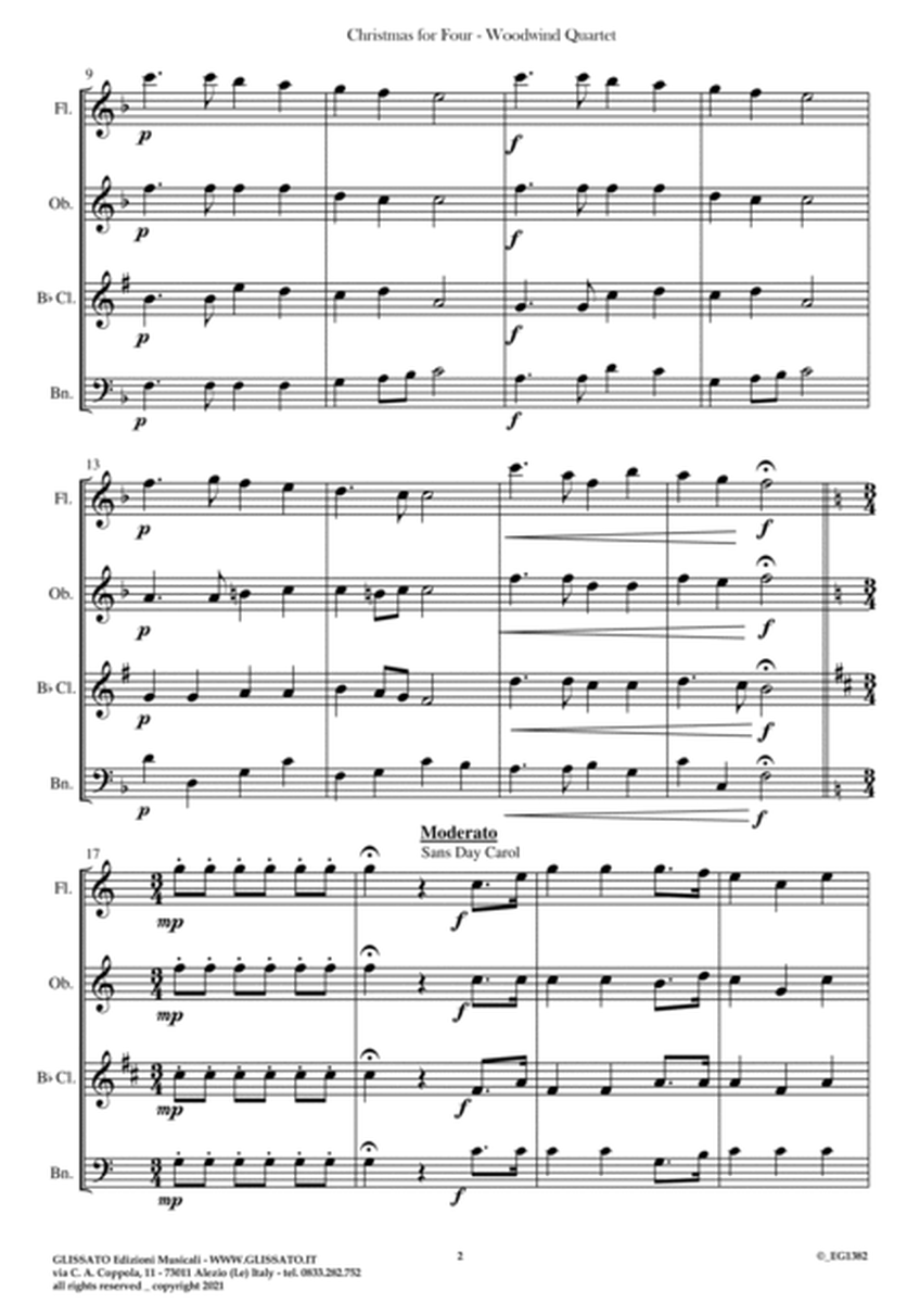 Christmas For Four - Medley for Woodwind Quartet (score & parts) image number null