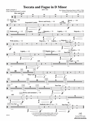 Book cover for Toccata and Fugue in D Minor: 2nd Percussion