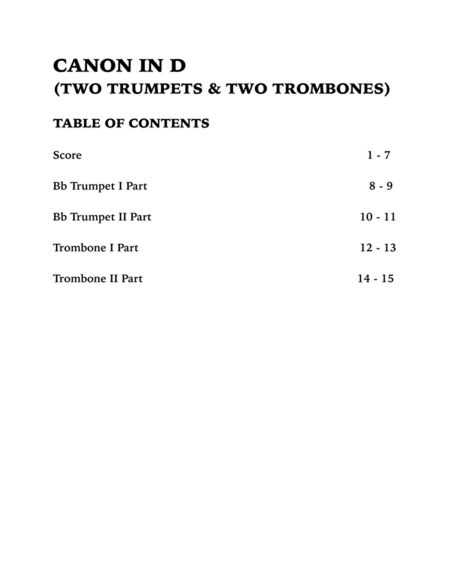 Canon in D (Brass Quartet): Two Trumpets and Two Trombones image number null