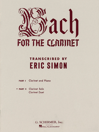 Book cover for Bach for the Clarinet – Part 2