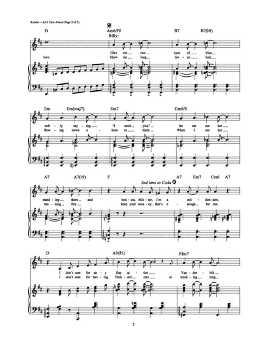 All I Care About by John Kander Piano, Vocal, Guitar - Digital Sheet Music