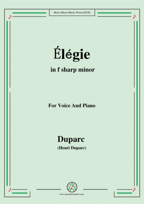 Book cover for Duparc-Élégie in f sharp minor