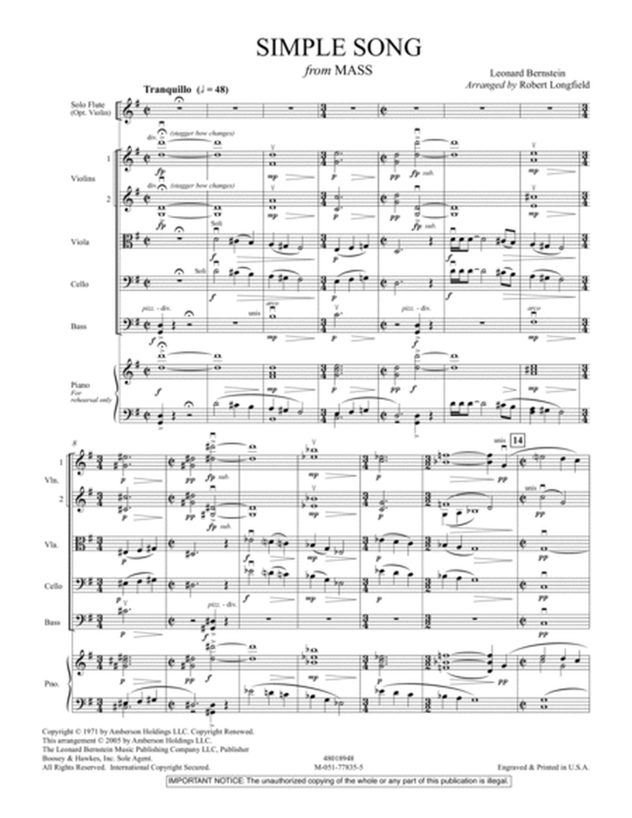 A Simple Song (from Mass) - Conductor Score (Full Score)