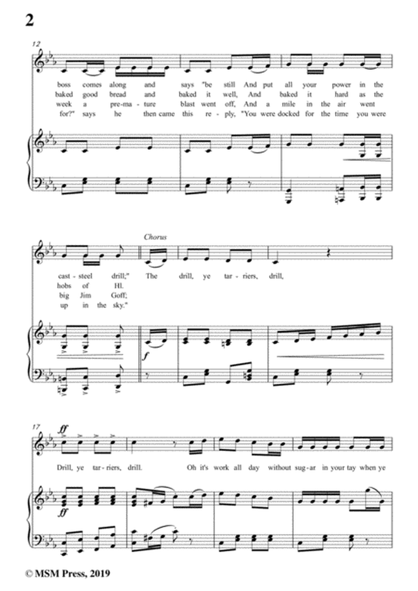 Thomas F. Caset-Drill Ye,Tarriers, Drill,in c minor,for Voice&Piano image number null