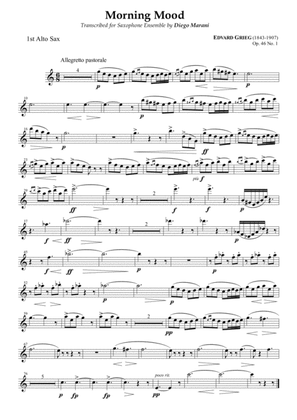 Book cover for Peer Gynt Suite Op. 46 No. 1 for Saxophone Ensemble - Alto Sax 1