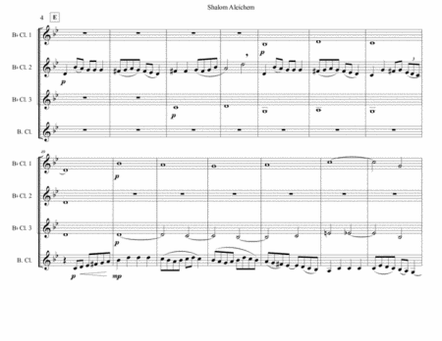 Shalom Aleichem for Clarinet Quartet/Choir image number null