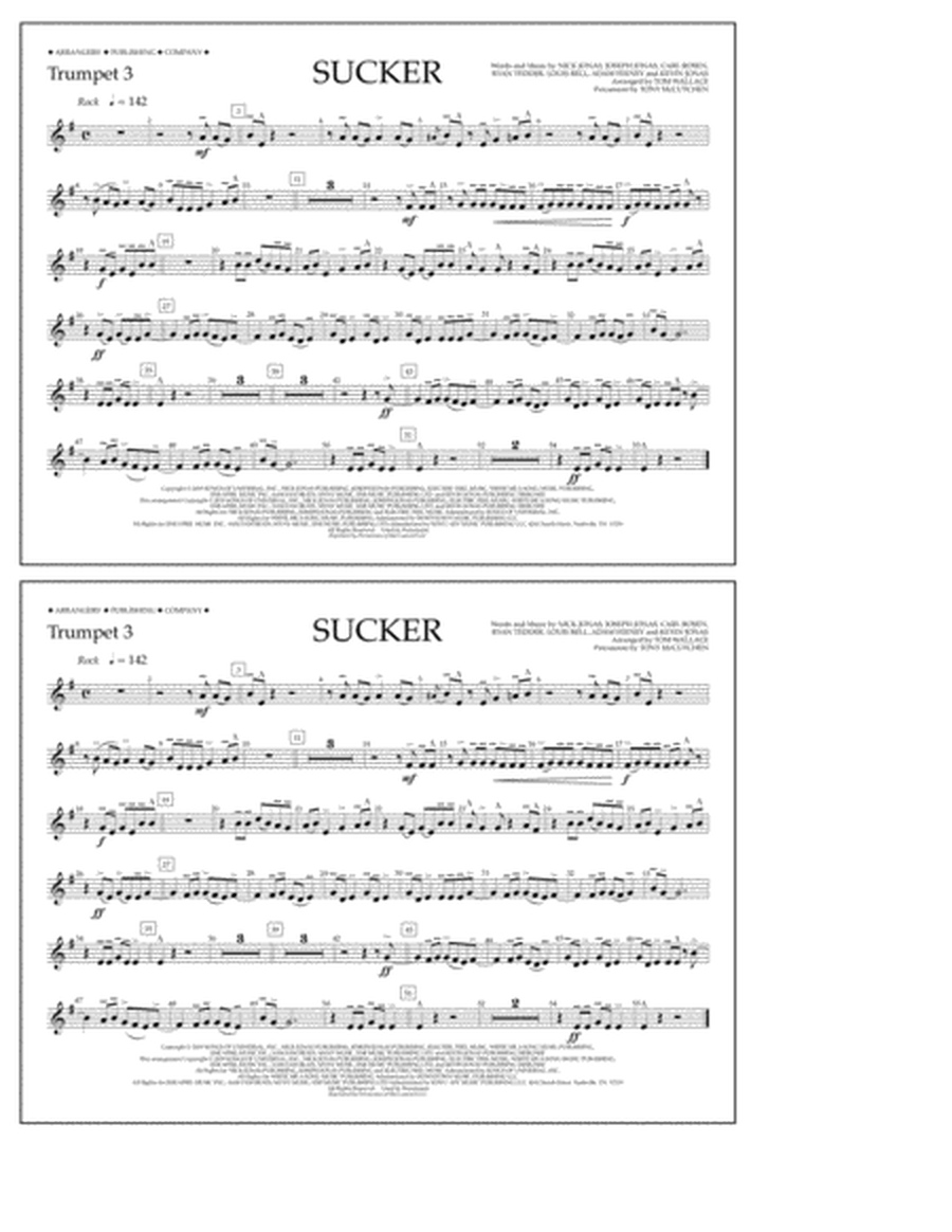 Sucker (arr. Tom Wallace) - Trumpet 3