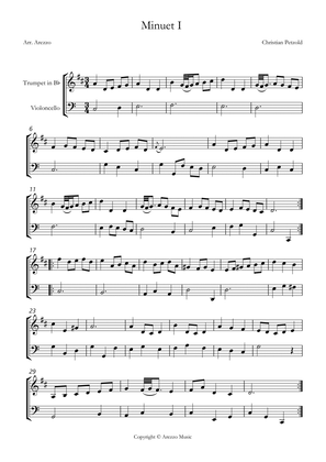 bach bwv anh 114 minuet in g Trumpet and cello sheet music with ornaments