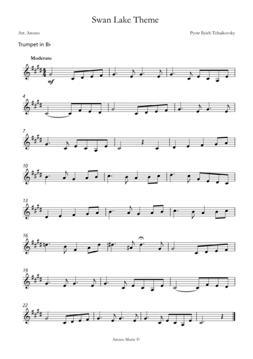 the swan lake theme sheet music for Trumpet and Bassoon image number null