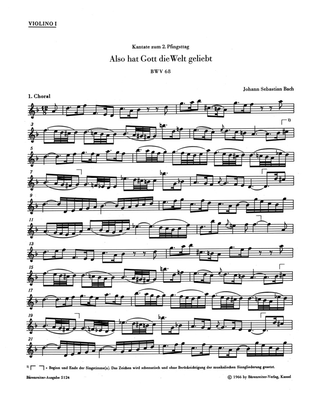 Book cover for Also hat Gott die Welt geliebt, BWV 68