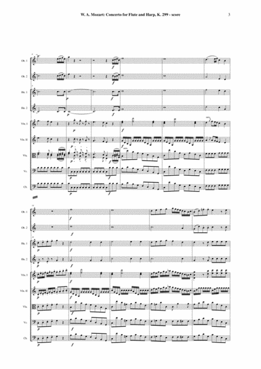 Wolfgang Amadeus Mozart: Concerto for flute and harp, K. 299, orchestral score and complete parts