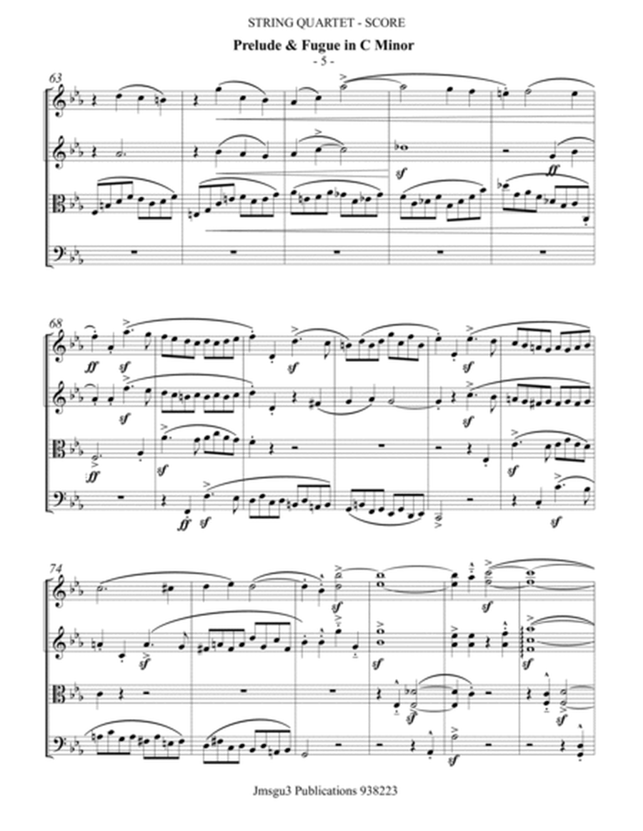 Mendelssohn: Prelude & Fugue in C Minor Op. 37 No. 1 for String Quartet image number null