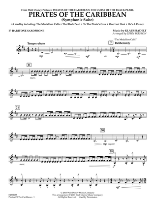 Book cover for Pirates Of The Caribbean (Symphonic Suite) (arr. John Wasson) - Eb Baritone Saxophone