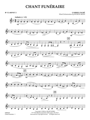 Chant Funeraire (arr. Myron Moss) - Bb Clarinet 2