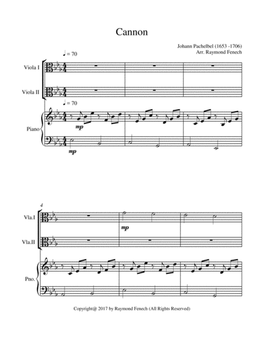 Canon - Johann Pachebel - 2 Violas and Piano - Intermediate/Advanced Intermediate level image number null