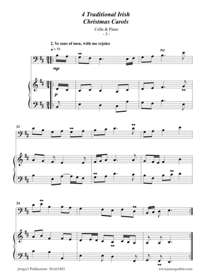 4 Traditional Irish Christmas Carols for Cello & Piano image number null