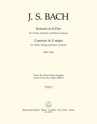 Book cover for Concerto for Violin, Strings and Basso continuo E major BWV 1042