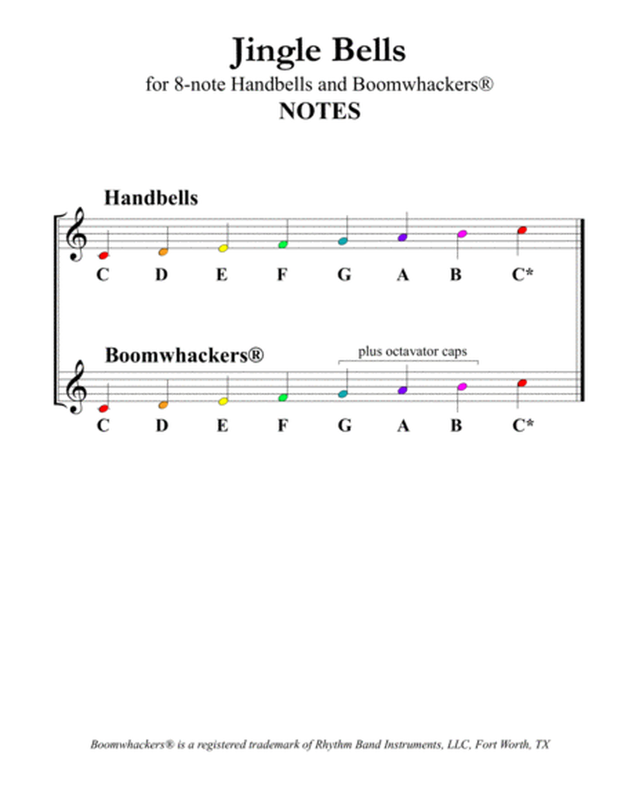 Jingle Bells for 8-note Bells and Boomwhackers (with Color Coded Notes) image number null