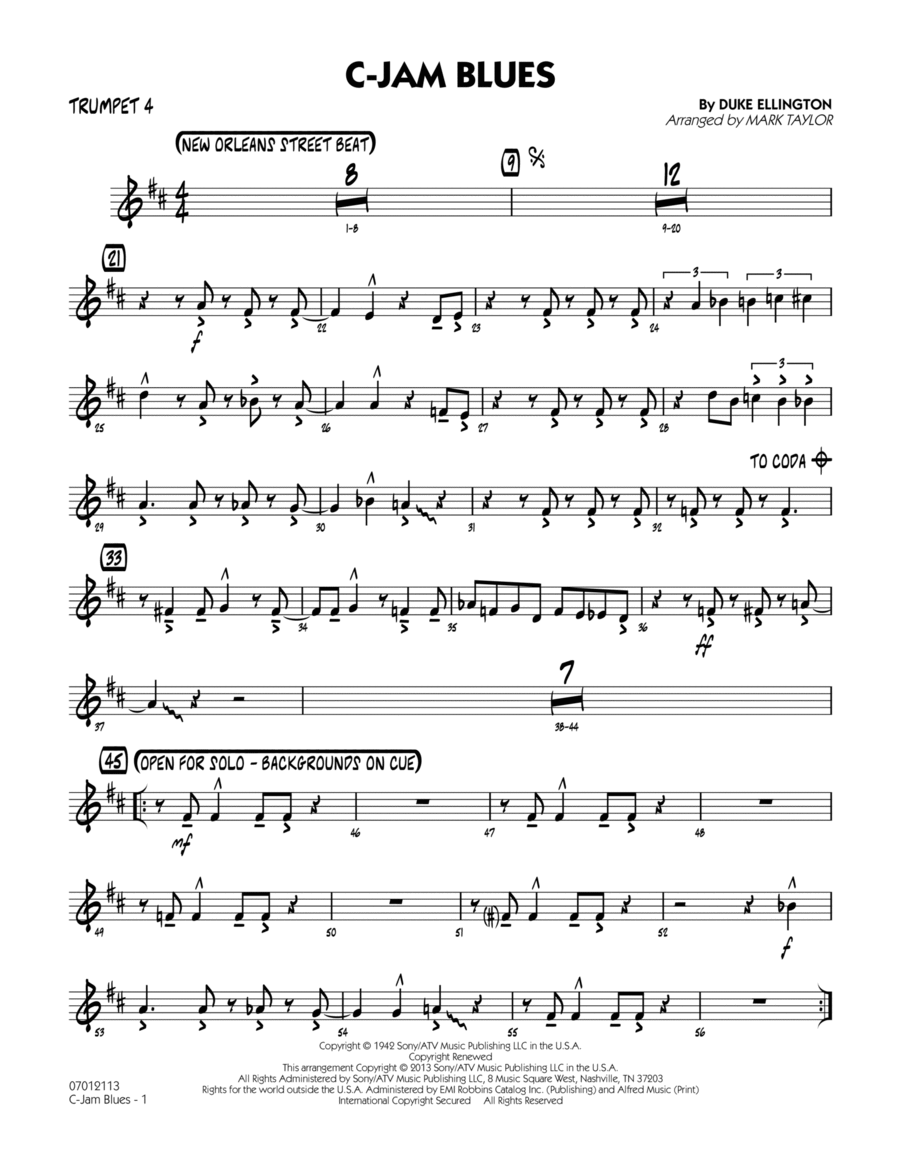 C-Jam Blues (arr. Mark Taylor) - Trumpet 4