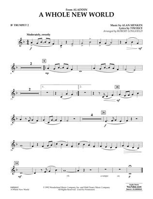 Book cover for A Whole New World (from Aladdin) (arr. Robert Longfield) - Bb Trumpet 2