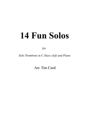 Book cover for 14 Fun Solos for Trombone in C (bass clef) and Piano