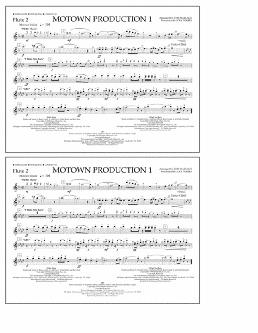 Motown Production 1(arr. Tom Wallace) - Flute 2
