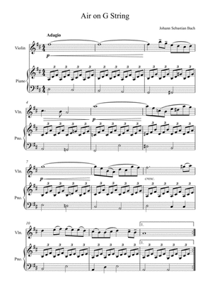 Book cover for Johann Sebastian Bach - Air in G ( Piano and Violin Solo)