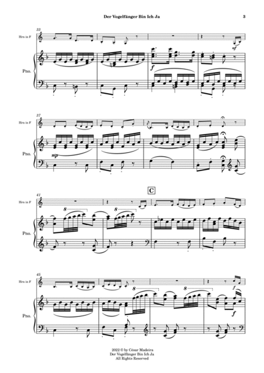 Der Vogelfänger Bin Ich Ja - French Horn and Piano (Full Score and Parts) image number null