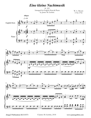 Book cover for Mozart: Eine kleine Nachtmusik for English Horn & Piano