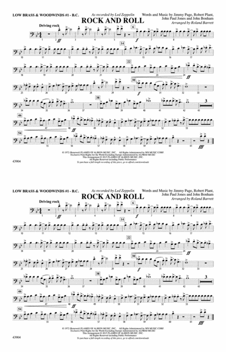 Rock and Roll: Low Brass & Woodwinds #1 - Bass Clef