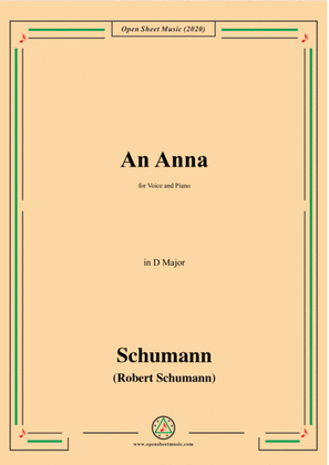 Book cover for Schumann-An Anna,in D Major,for Voice and Piano