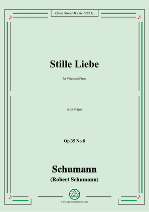 Book cover for Schumann-Stille Liebe,Op.35 No.8 in B Major