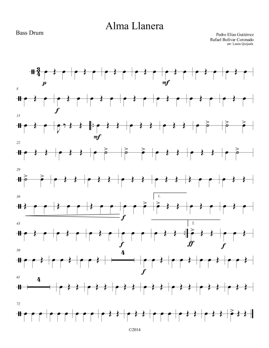 Alma Llanera, abridged, intermediate symphony orchestra. SCORE, PARTS & SECTIONS' SCORES. image number null