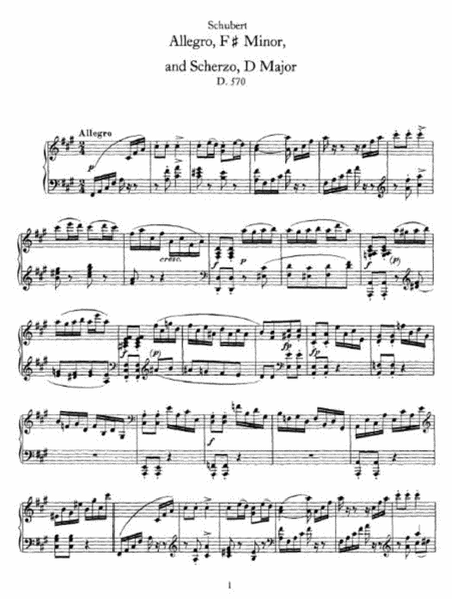 Schubert - Alegro, F # Minor, and Scherzo, D Major D. 570