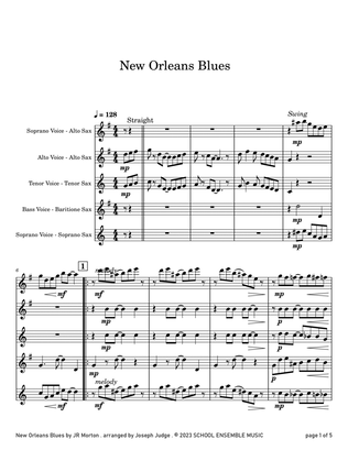 Book cover for New Orleans Blues by JR Morton for Saxophone Quartet in Schools