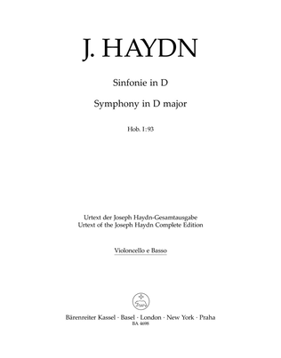 Book cover for Symphony in D major Hob. I:93