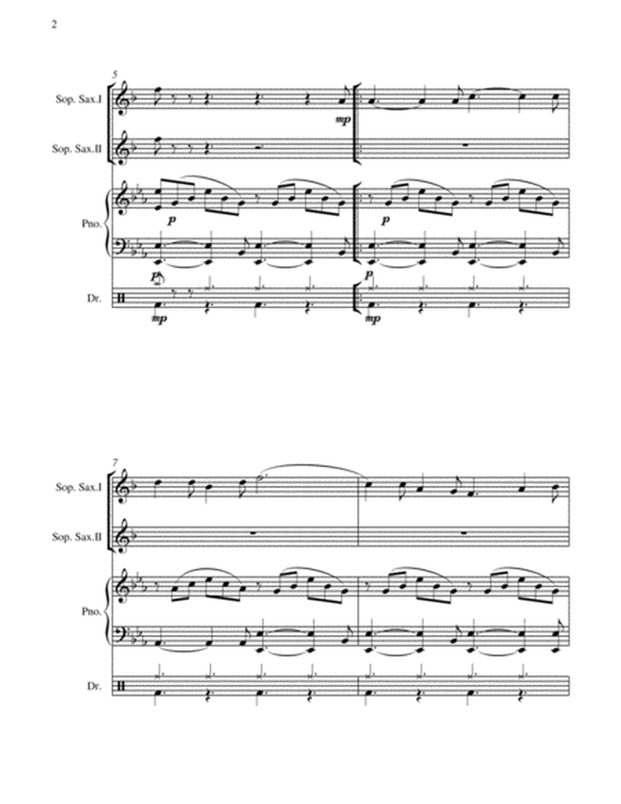 O Holy Night - 2 Soprano Saxes, Piano and Optional Drum Set - Intermediate Level image number null