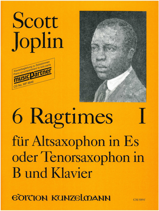 Book cover for 6 ragtimes for saxophone and piano, Volume 1