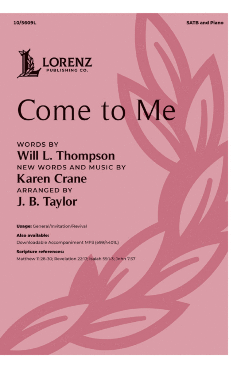 Come to Me - SATB Anthem image number null