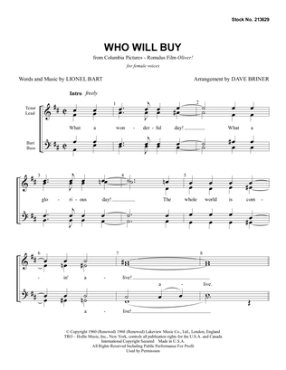 Book cover for Who Will Buy (from Oliver!) (arr. Dave Briner)